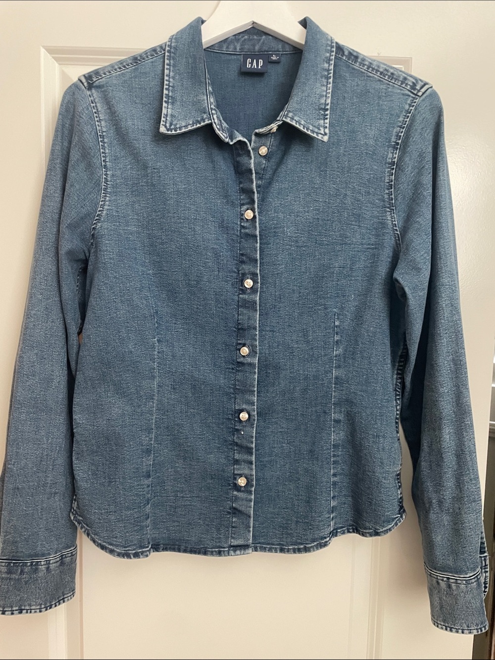 GAP Light Blue Denim Button-Down Shirt Jacket
